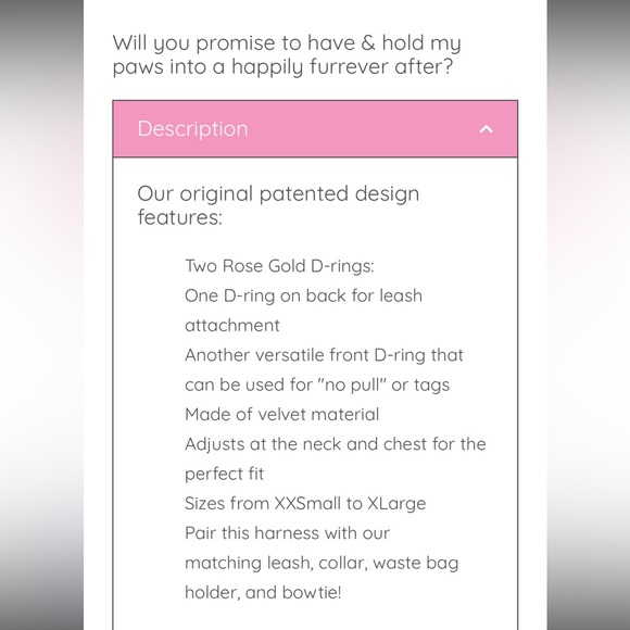 Sassy Woof “I Do Too” Adjustable Harness - White - Picture 6 of 6